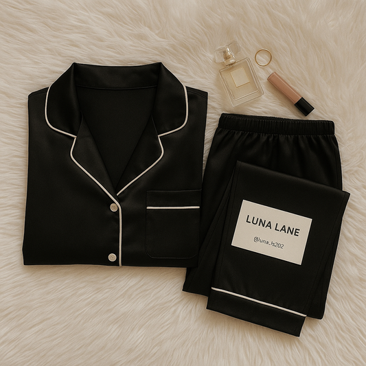 Silk PJ Set - BLACK