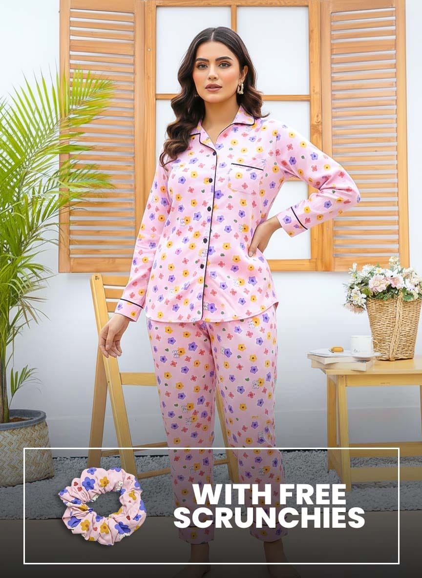 Imported Booski Linen Outfit with Scrunchie - 013