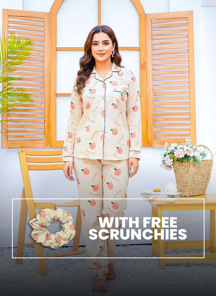 Imported Booski Linen Outfit with Scrunchie - 017