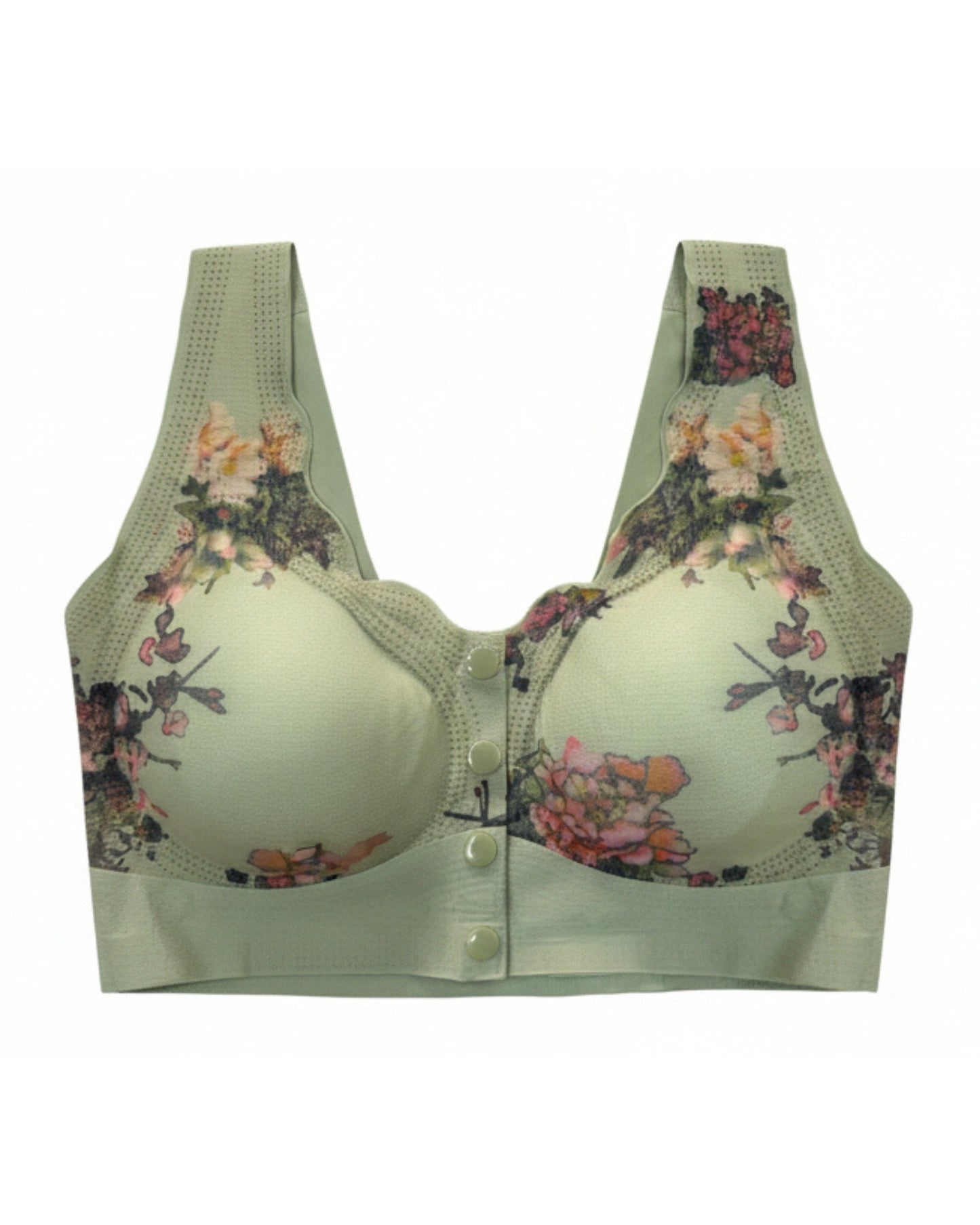 Wireless Front-Closure Padded Bra - Florvya Green