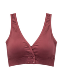 Wireless Front-Closure Cotton Bra - Softelle Maroon