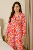 Printed Pajama Shirt Set with Matching Scrunchies 🌸