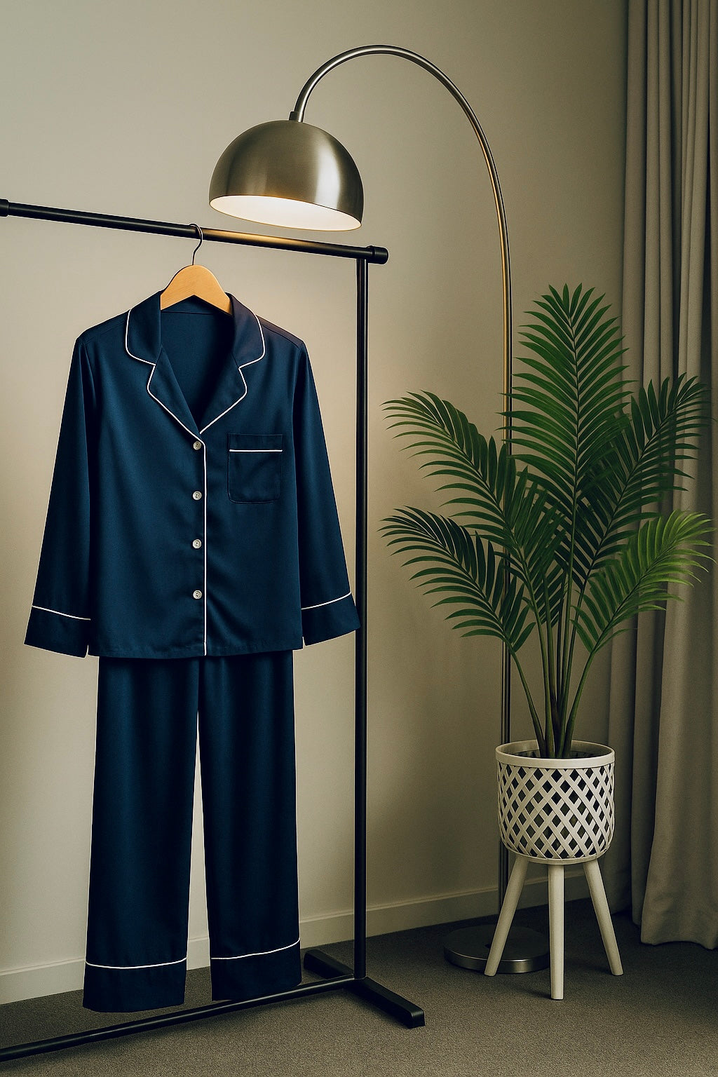 Silk PJ Set - NAVY BLUE