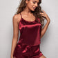 Maroon Silk Cami Set