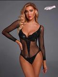 Mesh Fishnet Diamond Bodystocking Lingerie (N-T-L-77)
