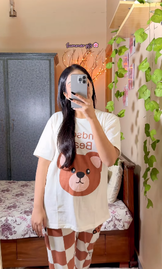 Handsome Bear Printed Night Suit