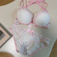New High-Quality Front Open 2-in-1 Shoulder Straps Wired Push-Up Bra & Panty Set - 0664