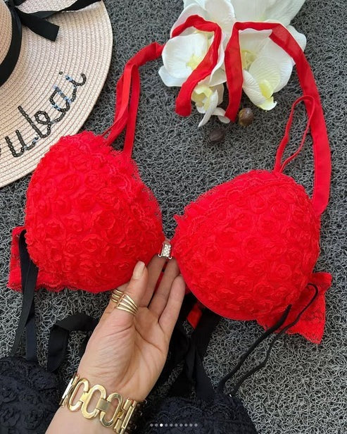 New High-Quality Front Open 2-in-1 Shoulder Straps Wired Push-Up Bra & Panty Set - 0666