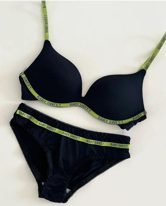 New High-Quality “Bany Sweet” Soft Thin-Pad Bra & Panty Set