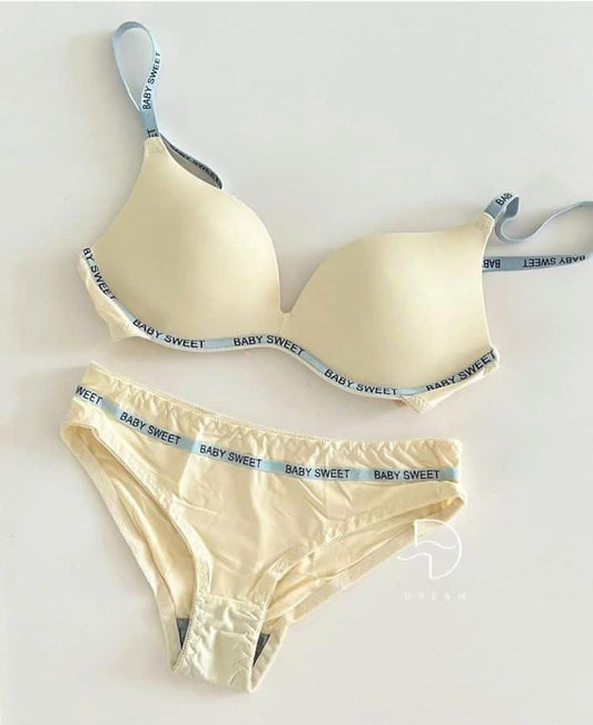 New High-Quality “Bany Sweet” Soft Thin-Pad Bra & Panty Set - 975