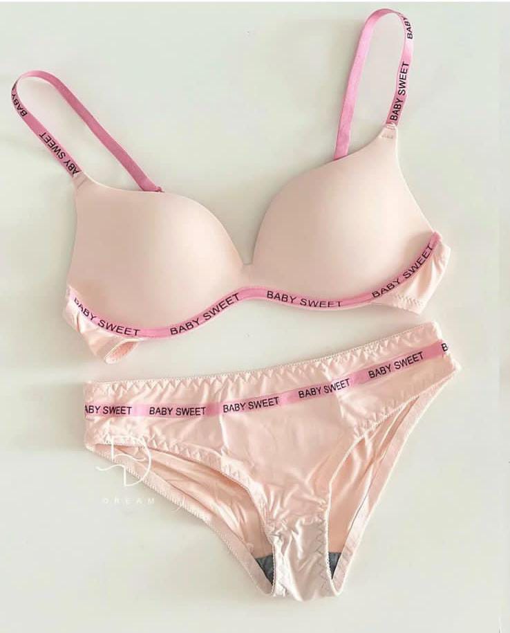 New High-Quality “Bany Sweet” Soft Thin-Pad Bra & Panty Set - 977