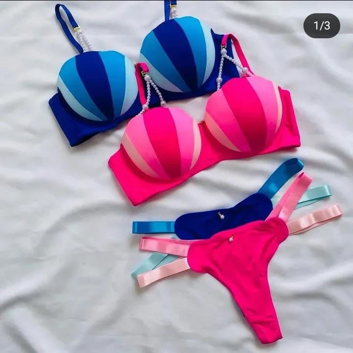 Imported Premium ICECREAM Bra & Panty Set with Beads – Soft Padded