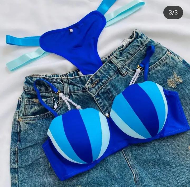 Imported Premium ICECREAM Bra & Panty Set with Beads – Soft Padded