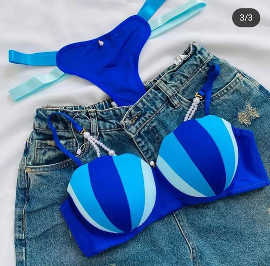 Imported Premium ICECREAM Bra & Panty Set with Beads – Soft Padded