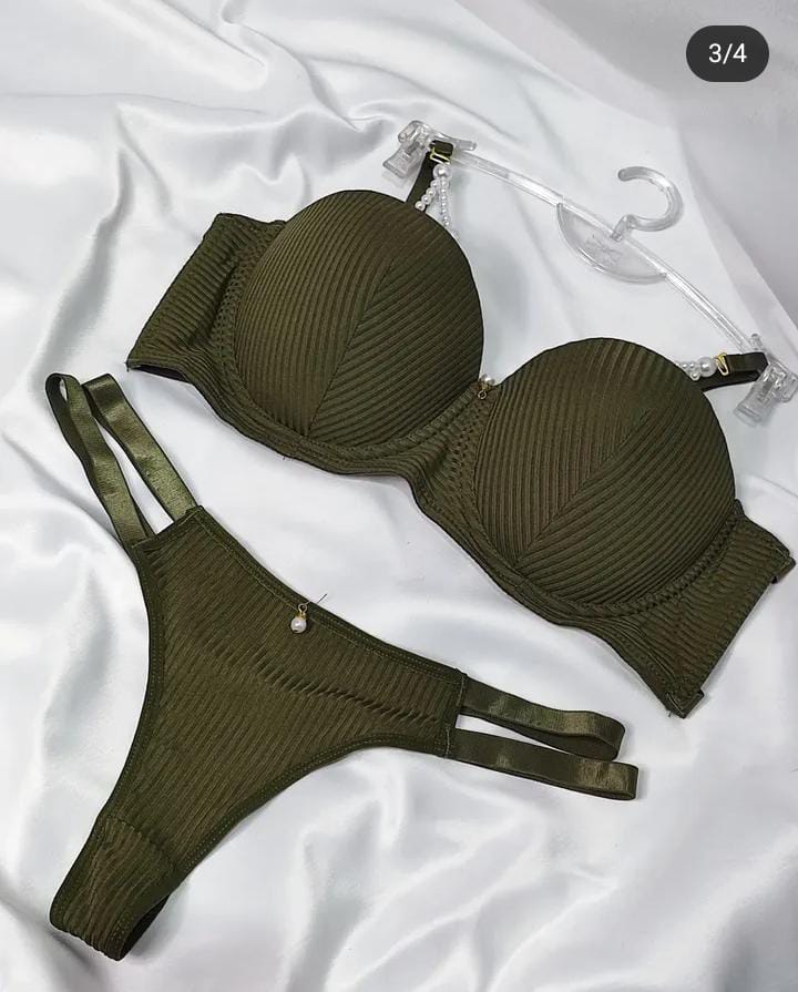 Imported Premium Bra & Panty Set with Beads – Soft Padded