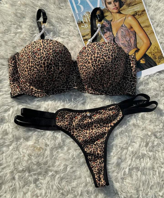 Imported Premium Bra & Panty Set with Beads – Soft Padded - 548