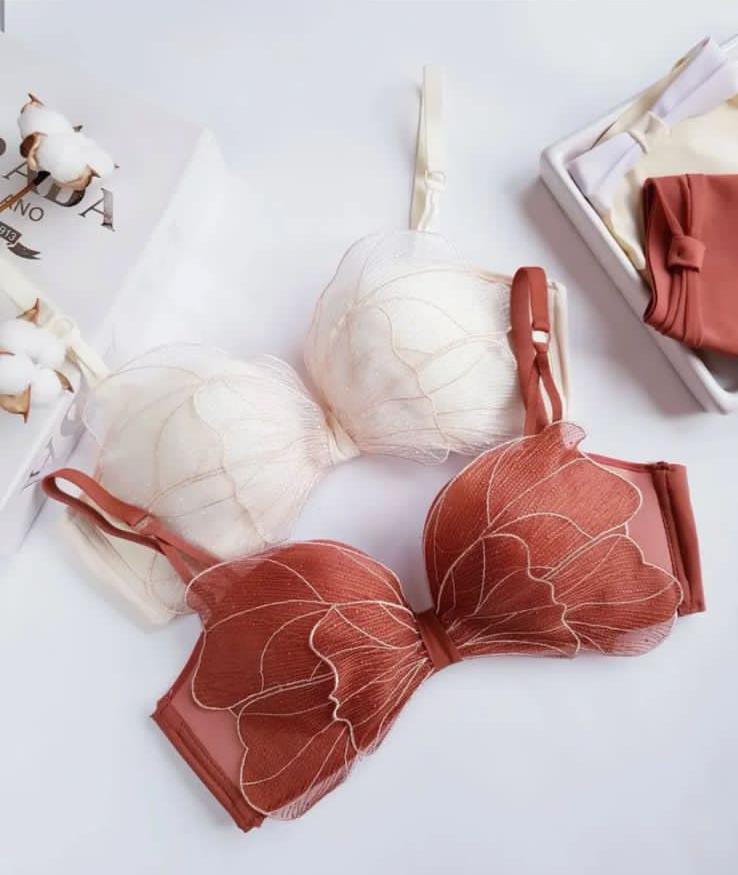 Imported Elegance Sweet Butterfly Style 🦋 Bra & Panty Set – Soft Padded - 359