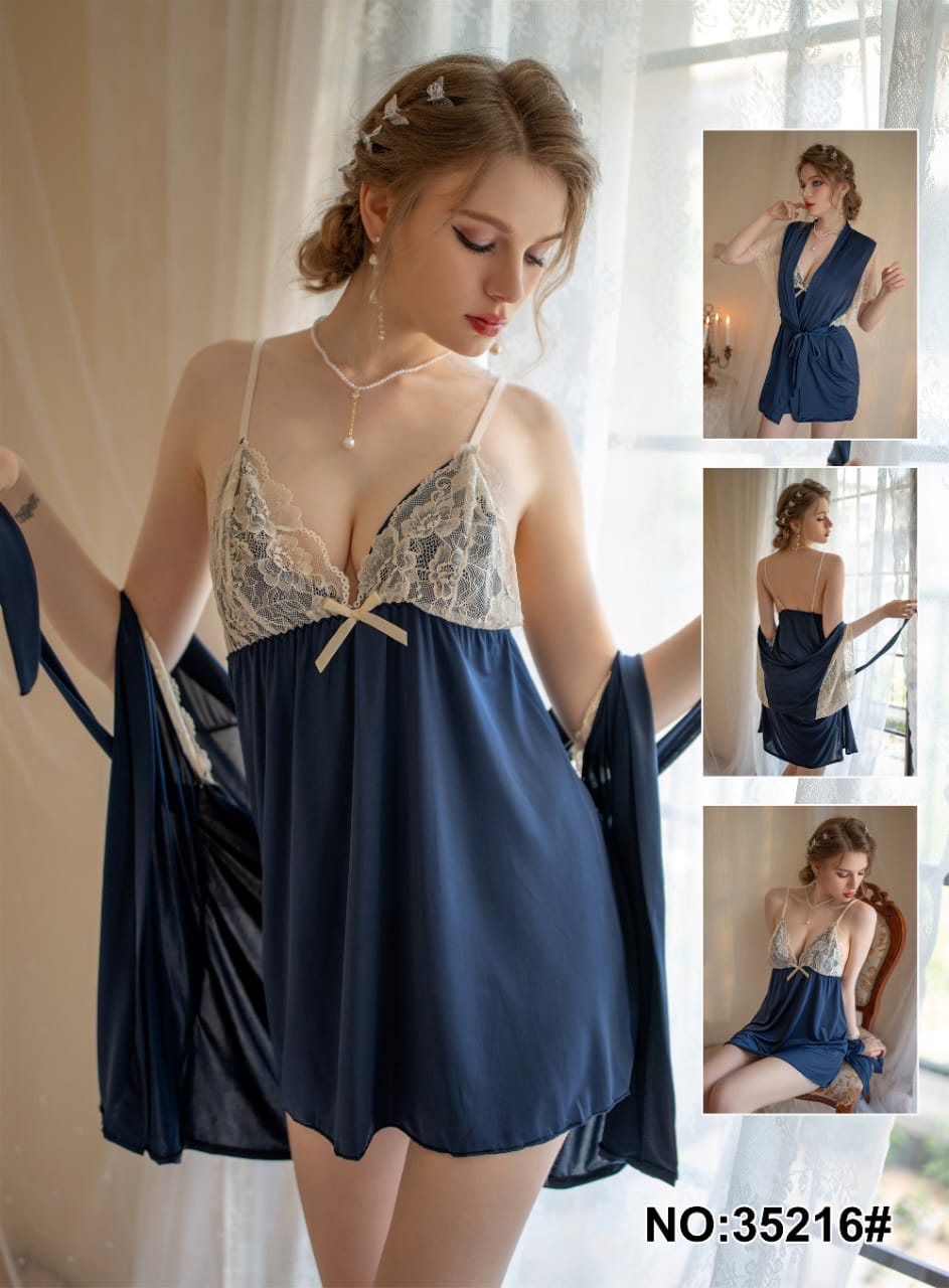 Imported Premium 2-Piece Nightwear Set – Net Silk - 0556