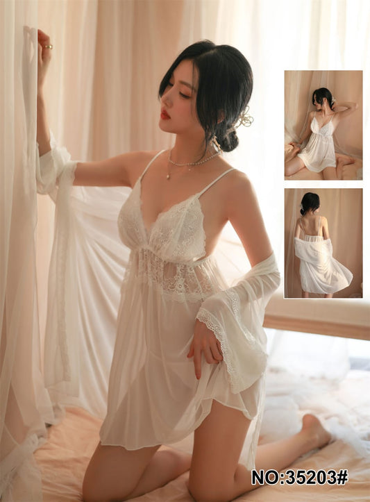 Imported Premium 2-Piece Nightwear Set – Net Silk - 0555