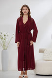 4-Piece Pure Silk Nightwear Set - Rosvian Maroon