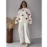 ALL MY HEART COZY SET - WHITE WITH MEHROON HEART