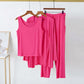 Soft Cotton Jersey 3 PCs Nightwear Set - Shocking Pink
