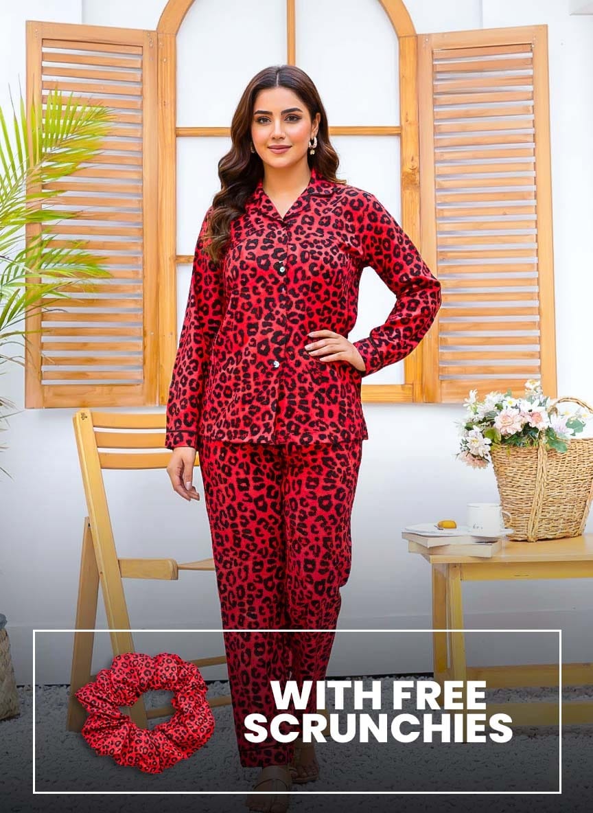 Imported Booski Linen Outfit with Scrunchie  - 016