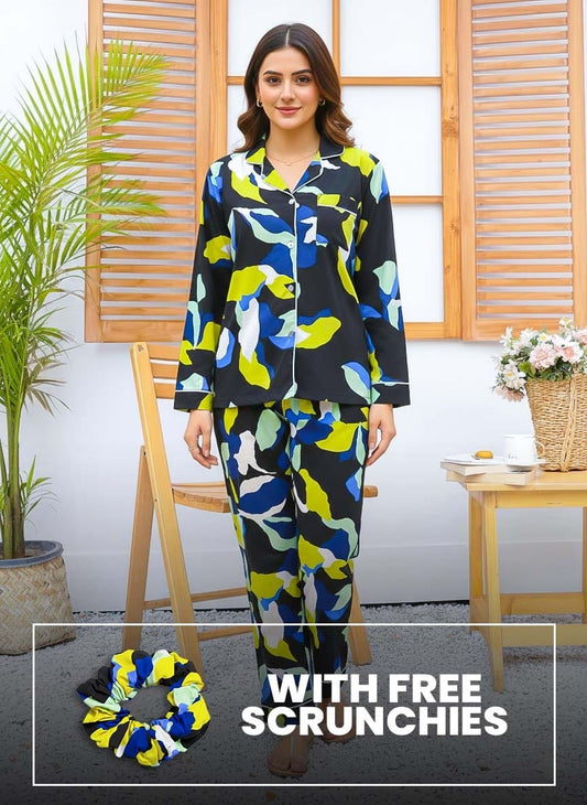 Imported Booski Linen Outfit with Scrunchie  - 012