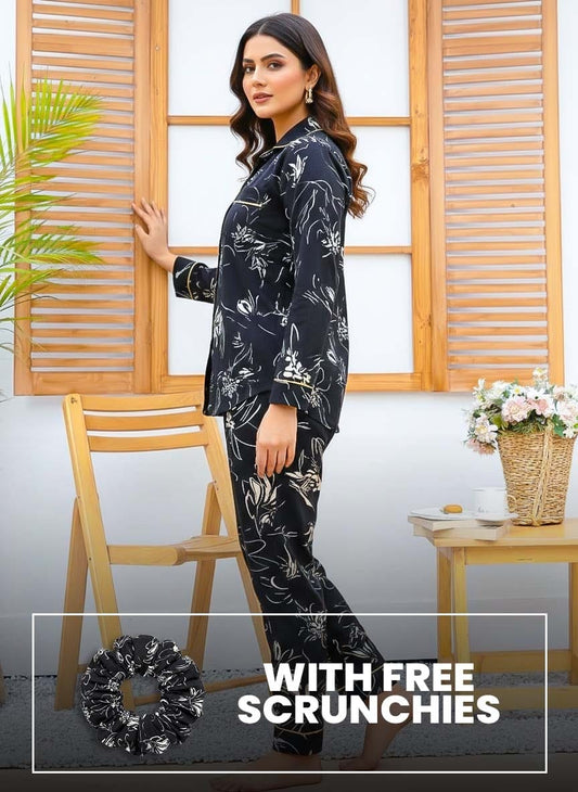 Imported Booski Linen Outfit with Scrunchie  - 015