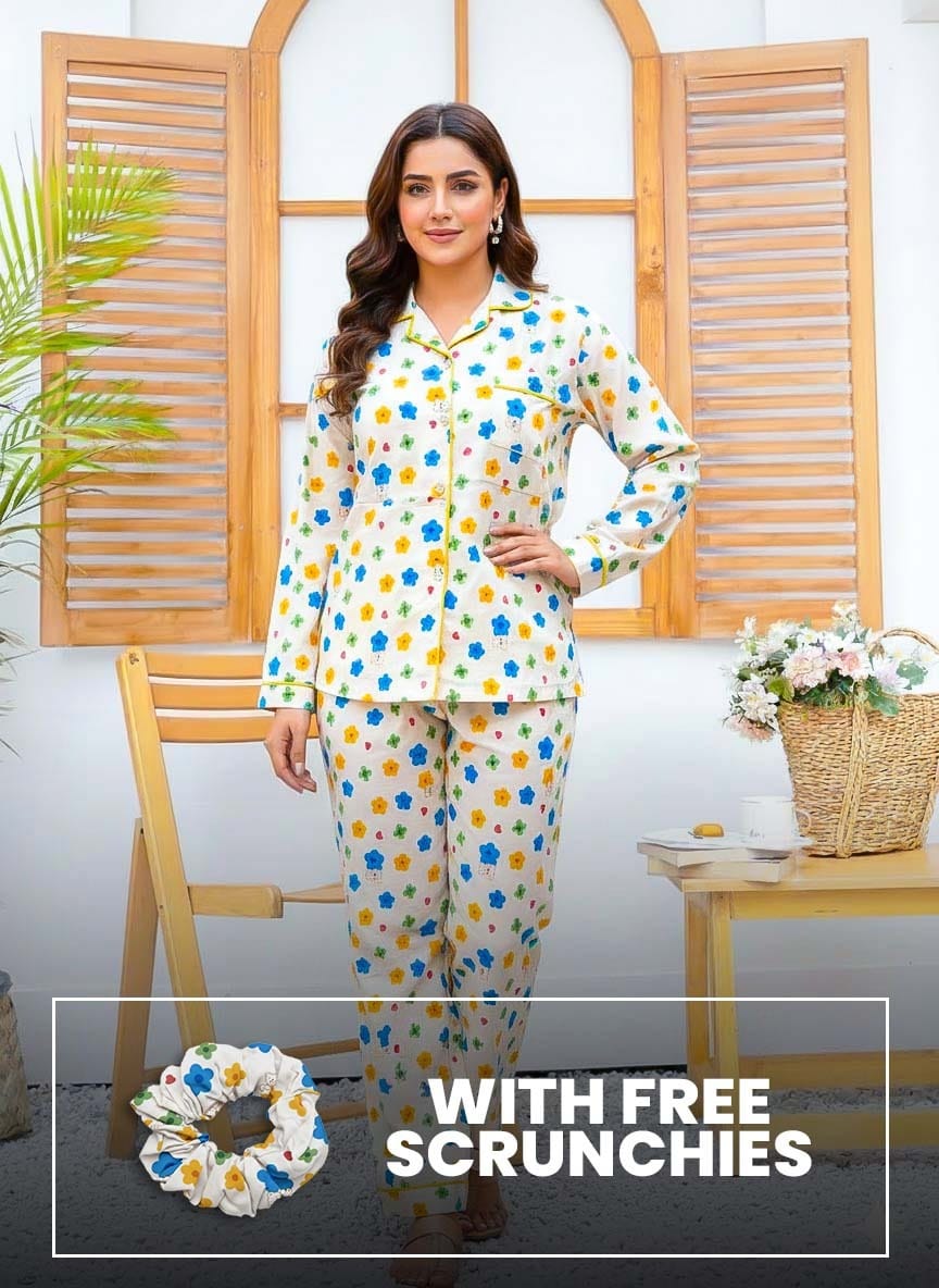 Imported Booski Linen Outfit with Scrunchie  - 02